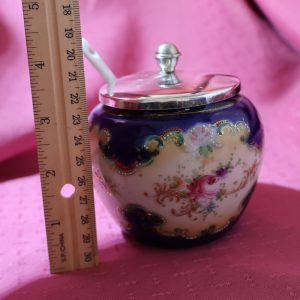 Alternative view of Hand-painted Japanese 19th C Jam or Honey Pot c1890-1920