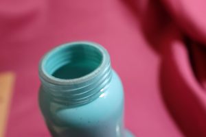 Alternative view of Turquoise Glass Black Sailboat Design  & 3 Footed Sugar Shaker