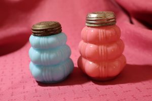 Victorian ~ Dithridge Blue and Pink "Creased Bale" Salt & Pepper