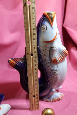 Alternative view of Cobalt Blue "Fish Family"  Decanter Carafe  Drinking Set ~ Soviet Russia ~ Ukraine