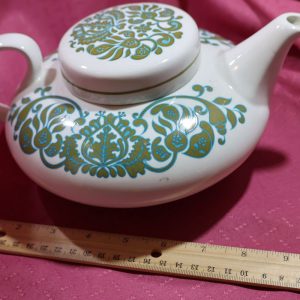 Alternative view of Ridgway Mid Century Martinique Teapot ~ England ~ Turquoise, Avocado Green