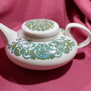 Ridgway Mid Century Martinique Teapot ~ England ~ Turquoise, Avocado Green