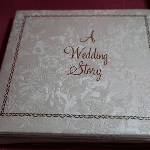 Vintage White Brocade Wedding Photo Album - Made in Canada